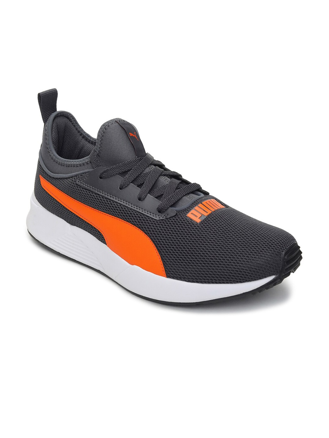 

Puma Men Grey & Orange Textile Lace-Up Sneakers