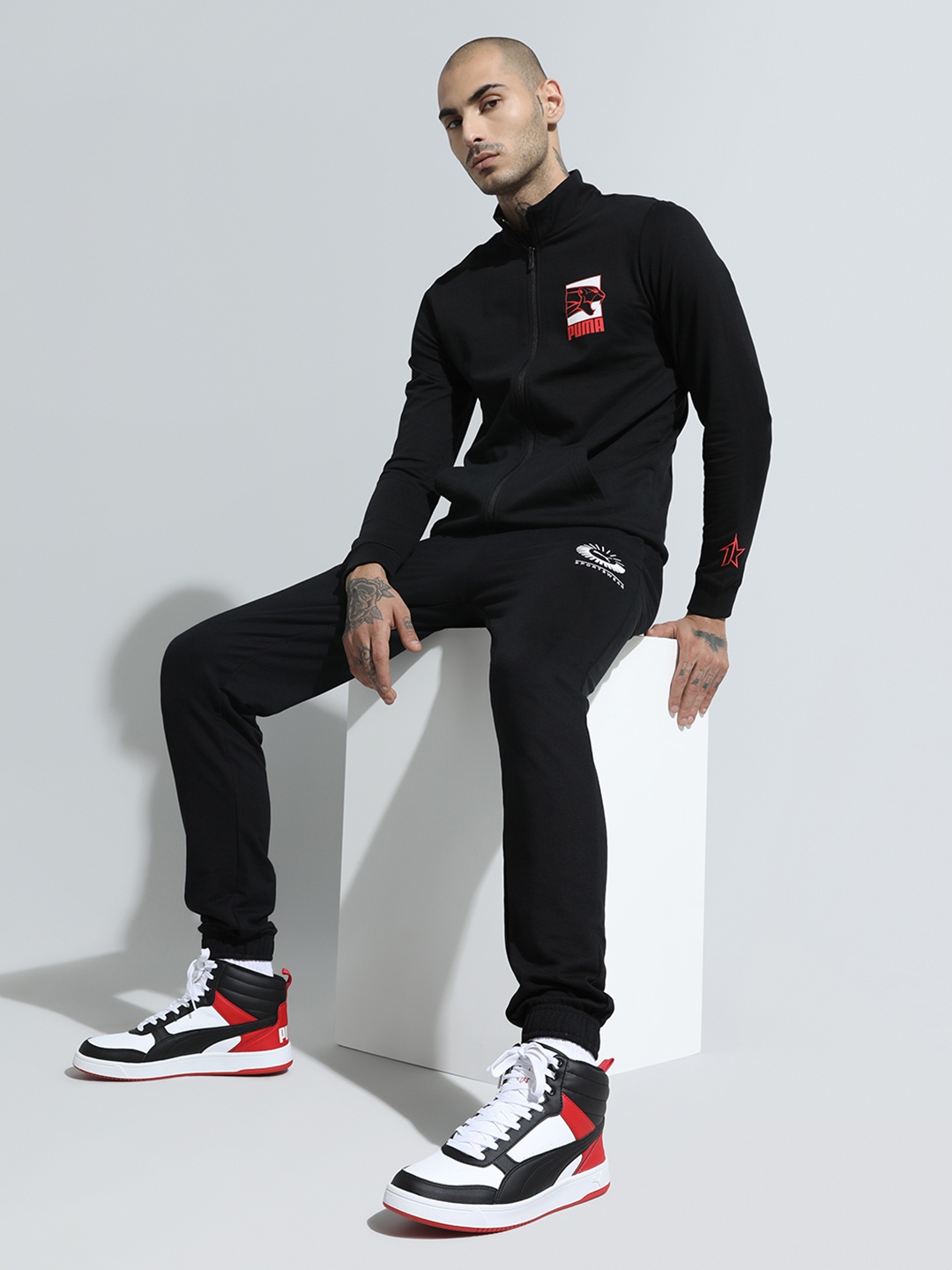 

Puma Men Red & Black Solid Lace Up Mid Top Regular Boots