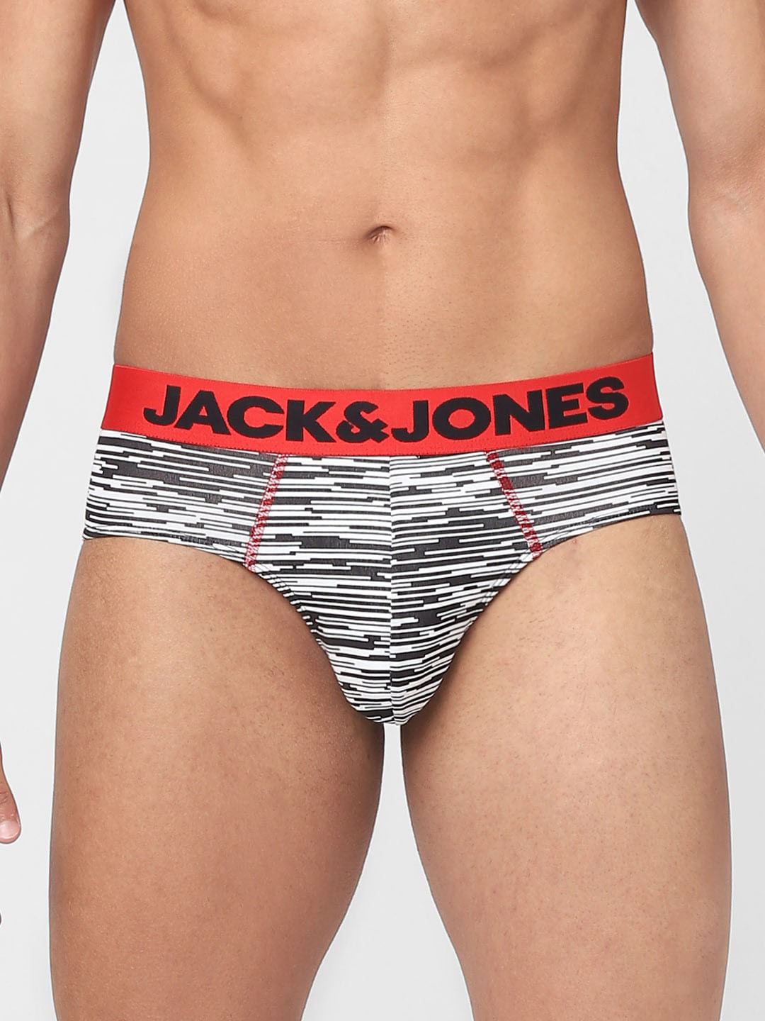 

Jack & Jones Men Black & White Striped Cotton Briefs