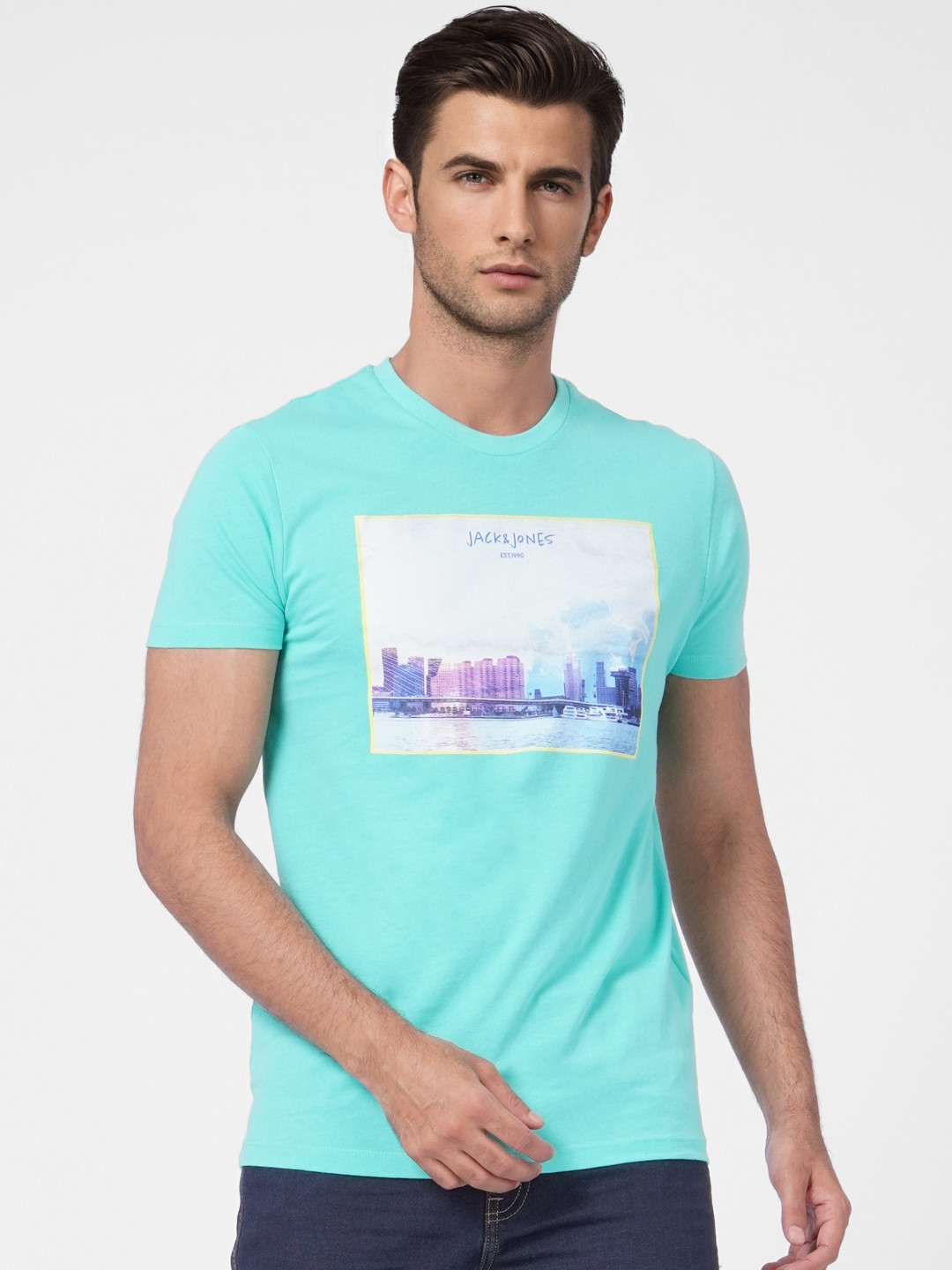 

Jack & Jones Men Navy Blue & Yellow Printed Cotton Lounge Pants