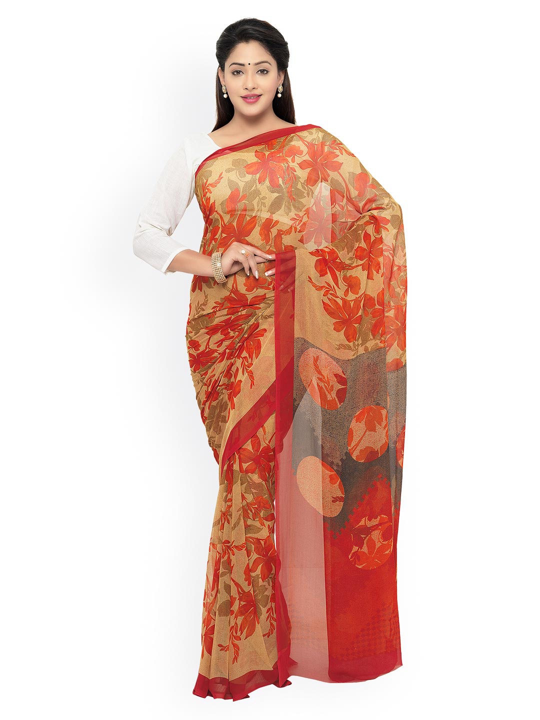 

Kvsfab Multicoloured Floral Print Saree, Multi