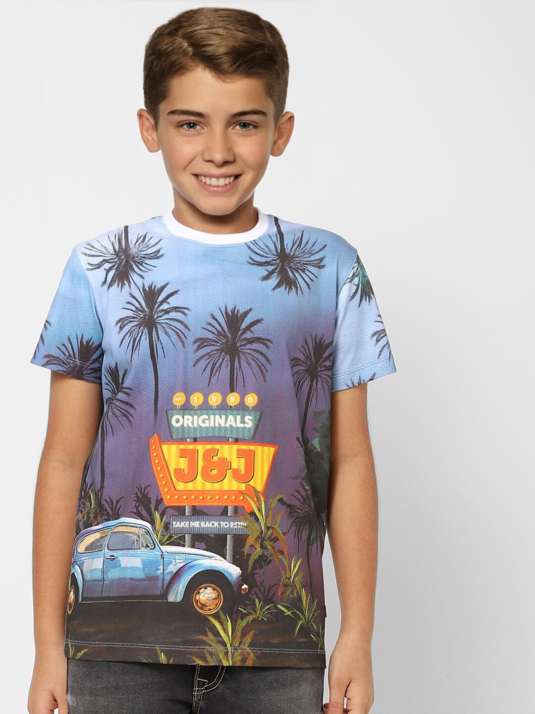 

Jack & Jones Boys Multicoloured Printed Cotton T-shirt, Multi