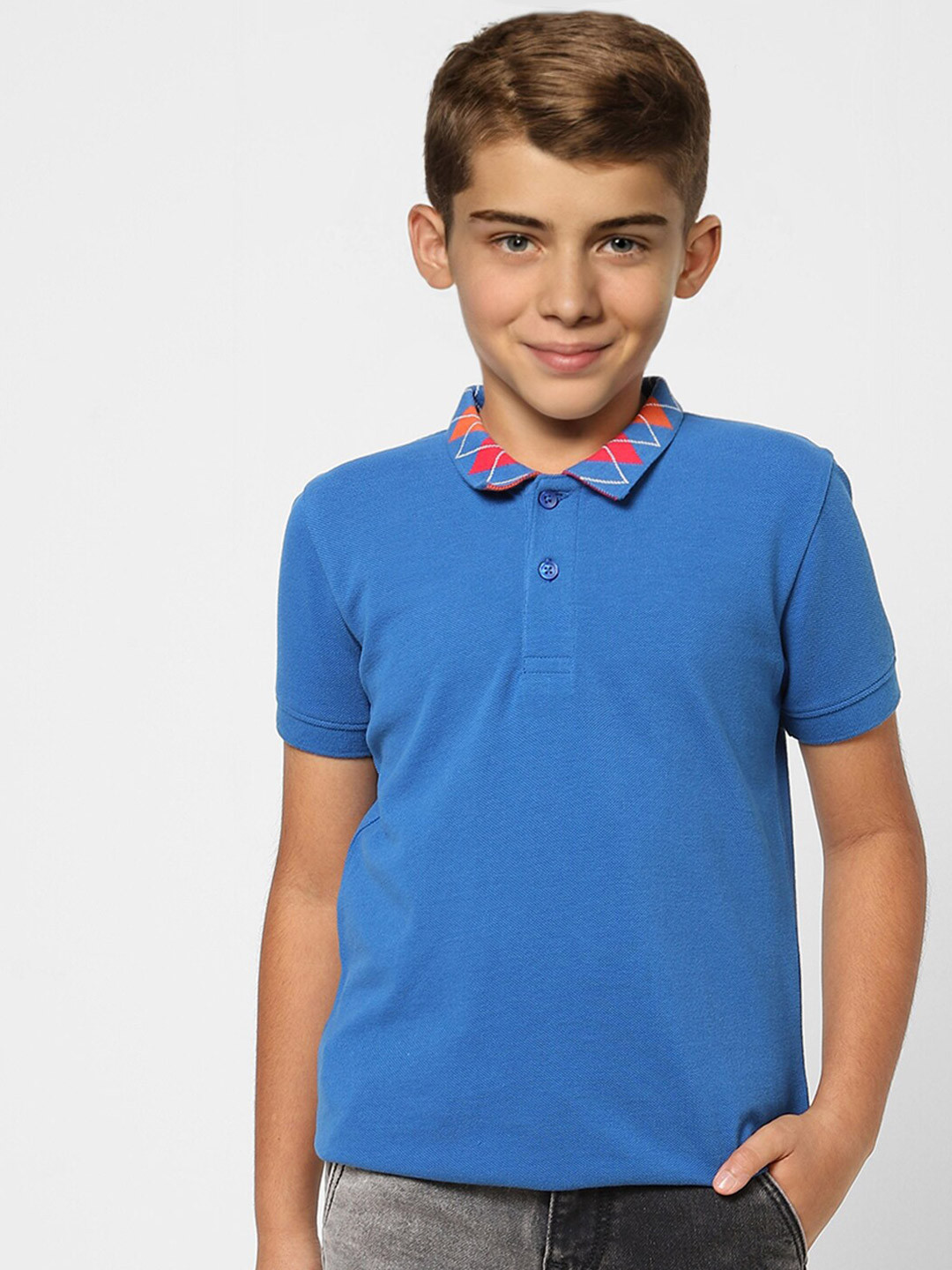 

Jack & Jones Boys Blue Polo Collar T-shirt