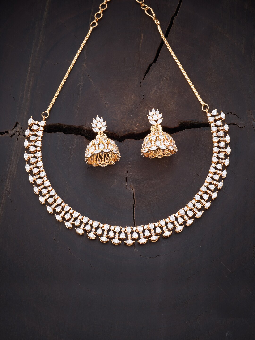 

Kushal's Fashion Jewellery Gold-Plated & White Cubic Zirconia Jewellery Set