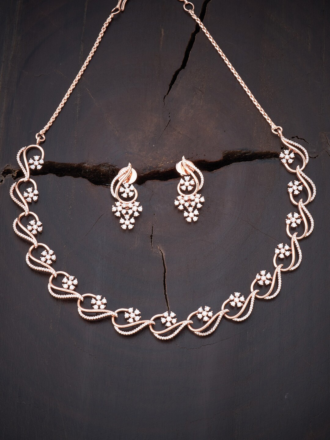 

Kushal's Fashion Jewellery Rose Gold-Plated & White Cubic Zirconia Jewellery Set