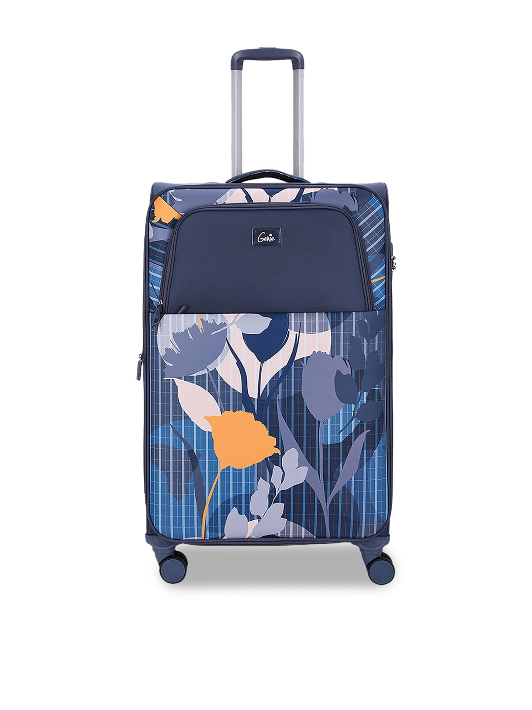 

Genie Unisex Floral Print Soft-Sided Cabin Trolley Bag- 60L, Blue