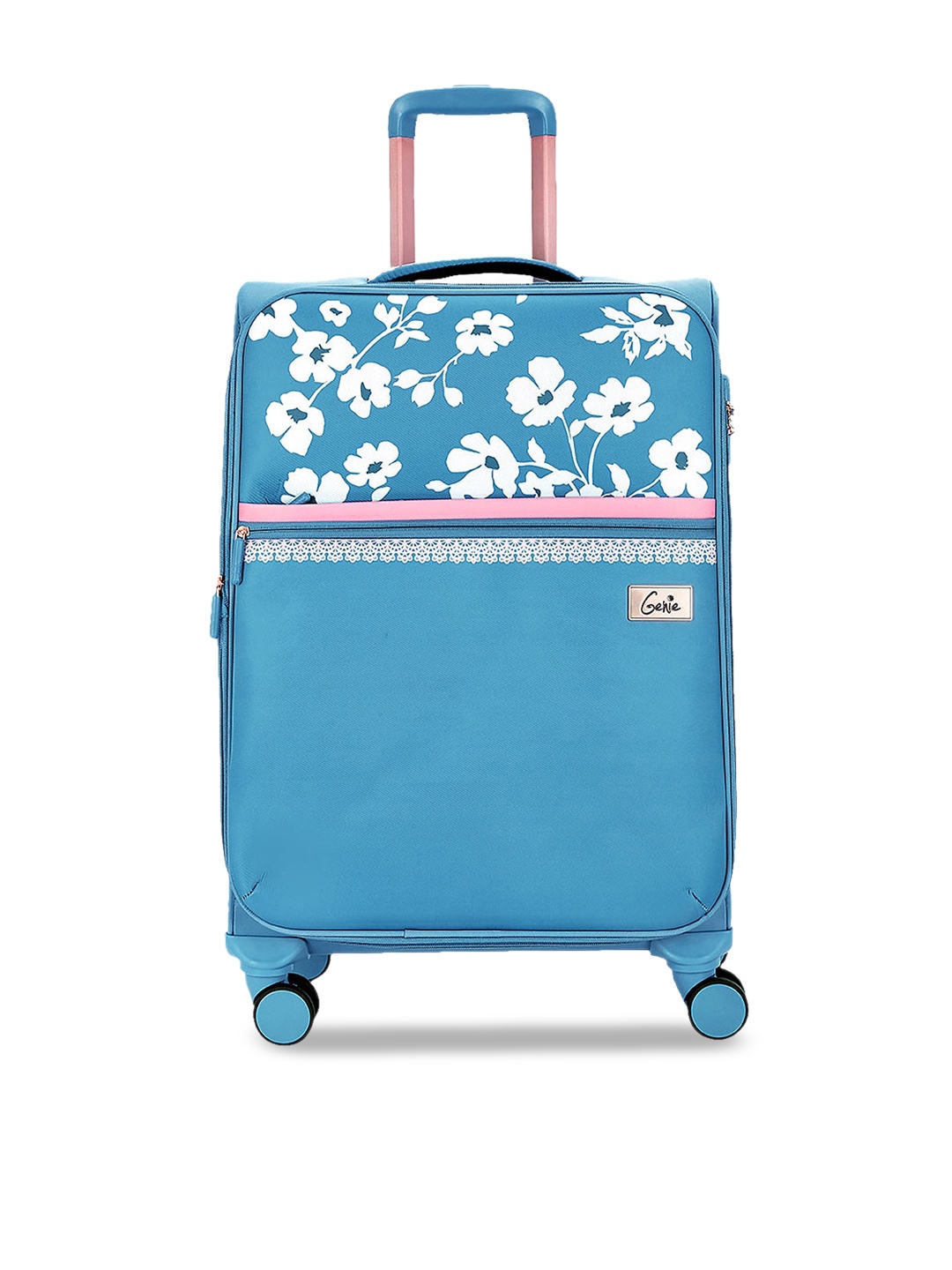 

Genie Unisex Floral Printed Soft Sided Medium Trolley Bag - 94 L, Blue