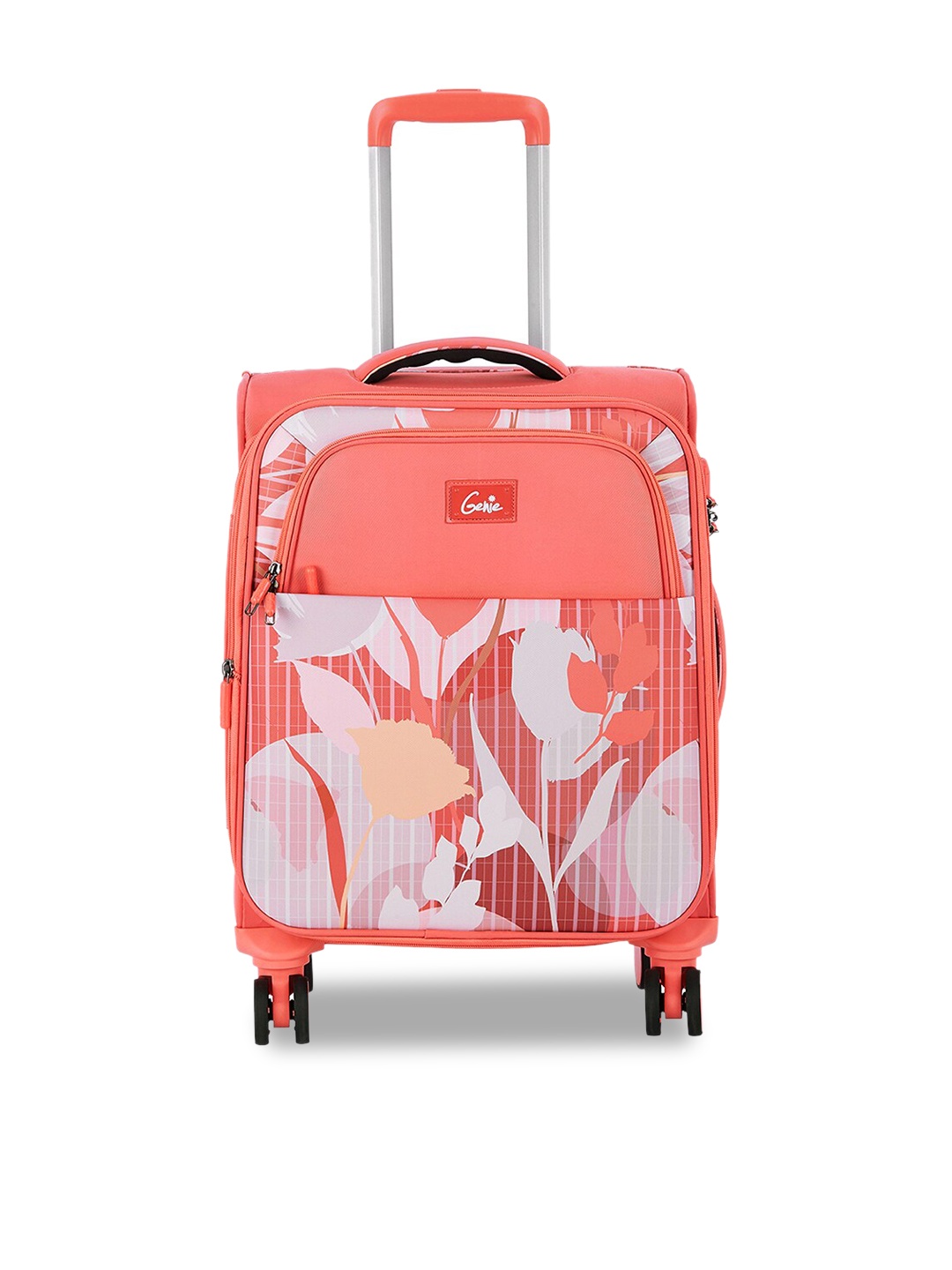 

Genie Unisex Printed Soft Sided Cabin Trolley Bag - 60 L, Pink