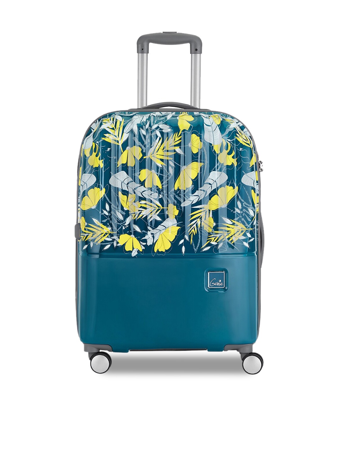 

Genie Foliage Printed Hard-Sided Medium Trolley Bag - 91 L, Navy blue