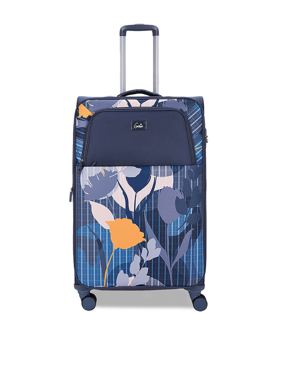 

Genie Unisex Floral Print Soft-Sided Medium Trolley Bag- 94L, Grey