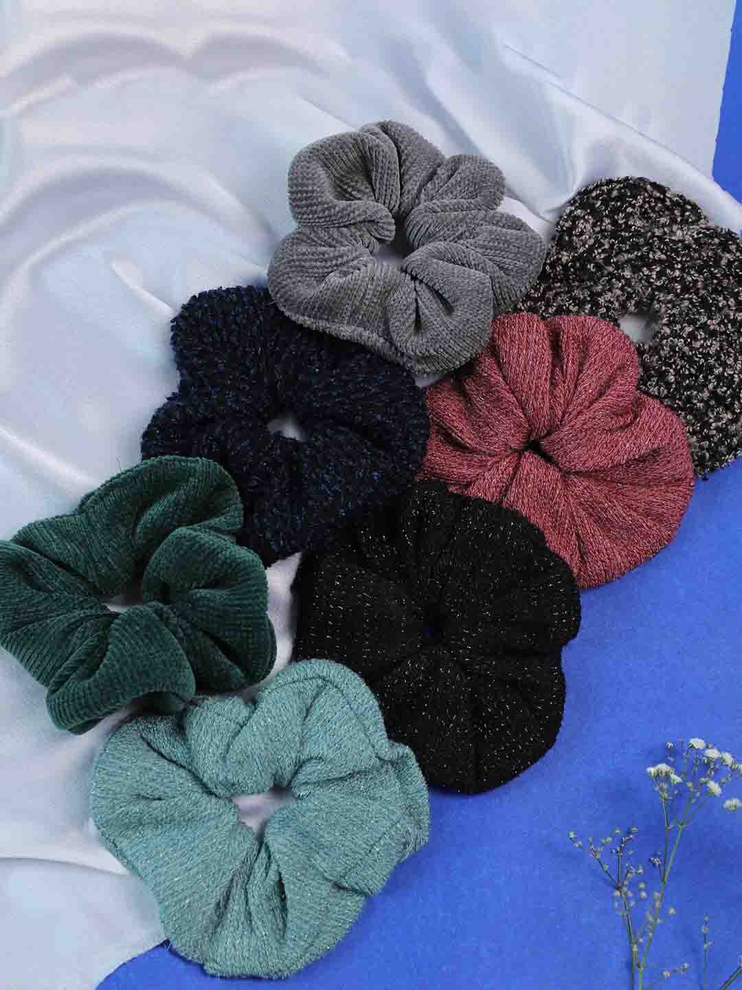 

SOHI Women Set of 7 Solid Ponytail Holders, Grey
