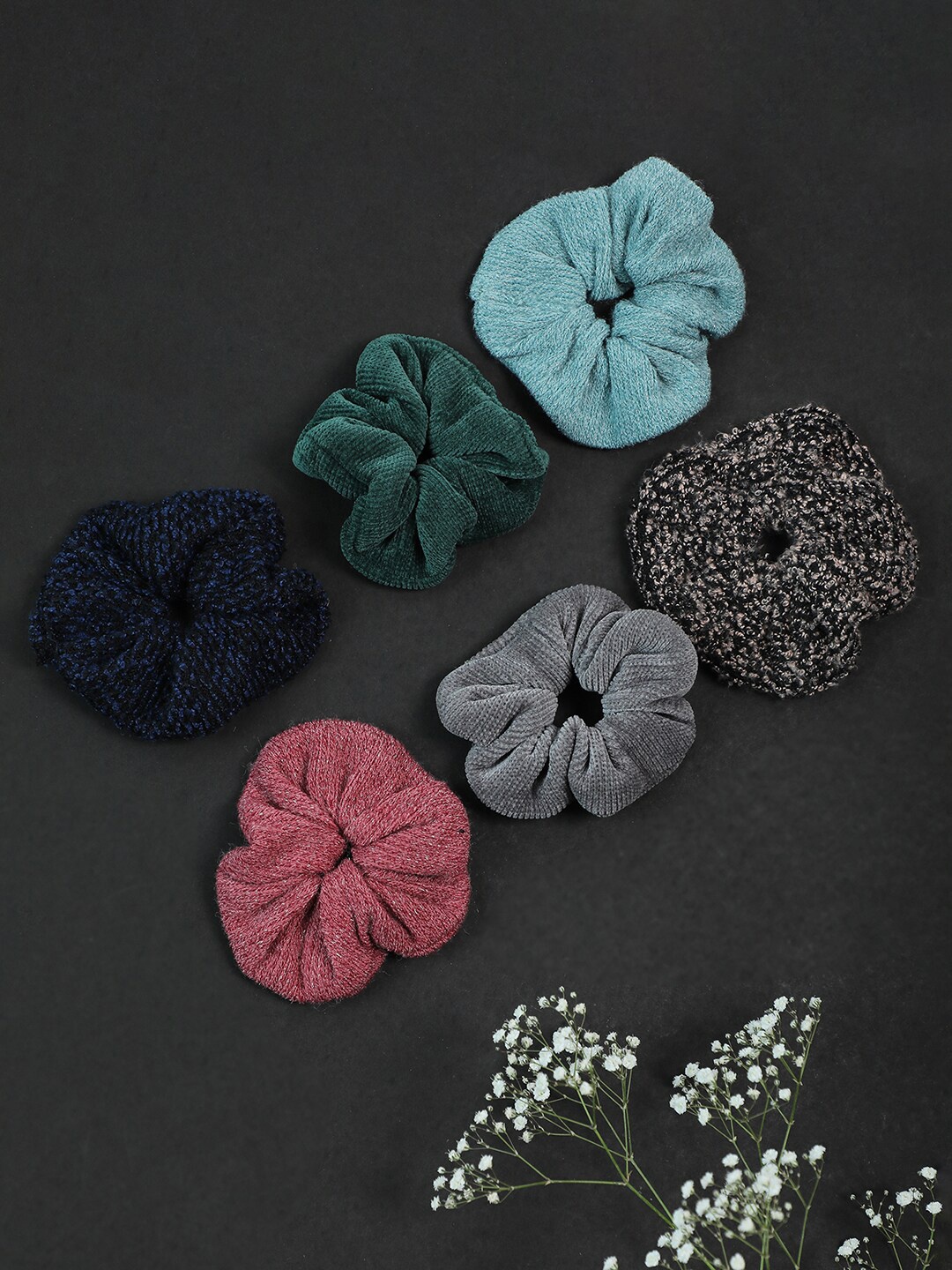 

SOHI Women Set of 6 Solid Ponytail Holders, Black