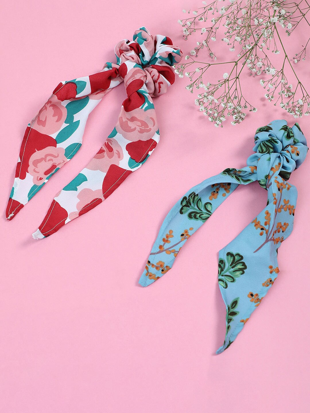 

SOHI Women White & Red Set of 2 Printed Ponytail Holders