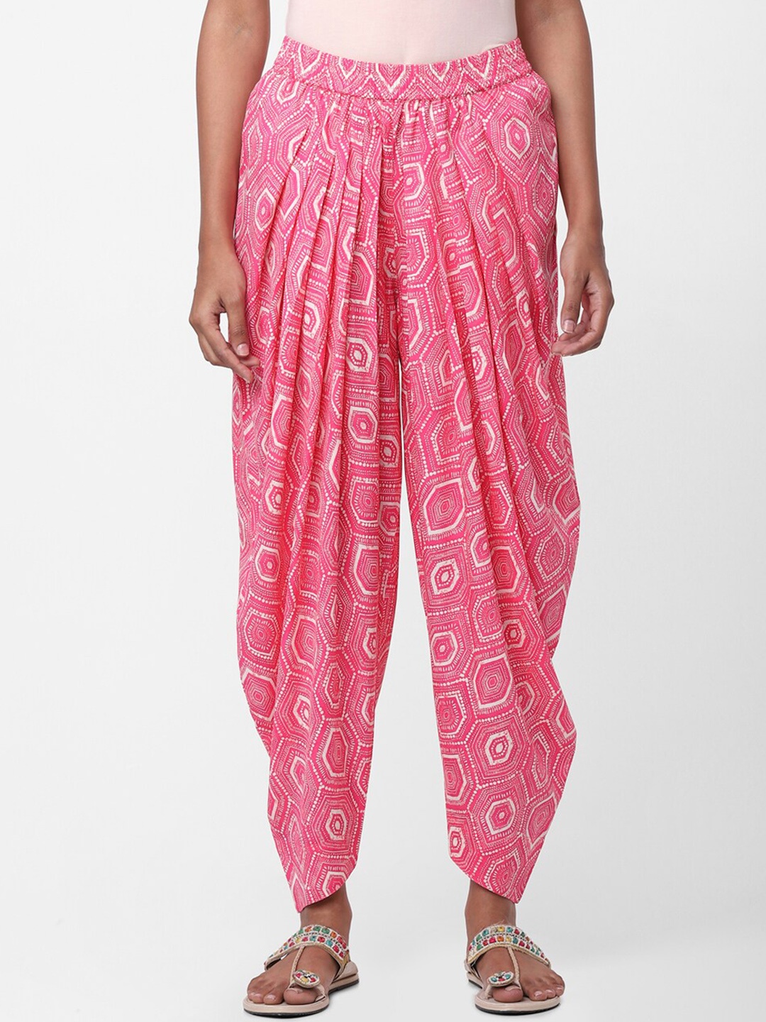 

Naari Women Pink & White Printed Dhoti Pant
