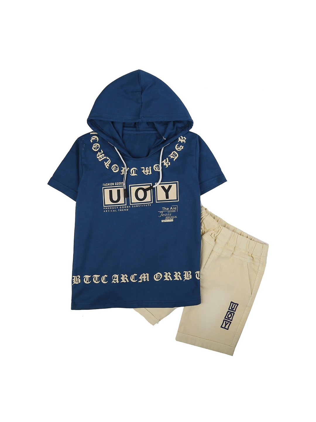 

V-Mart Unisex Kids Blue & Beige Printed T-shirt with Shorts