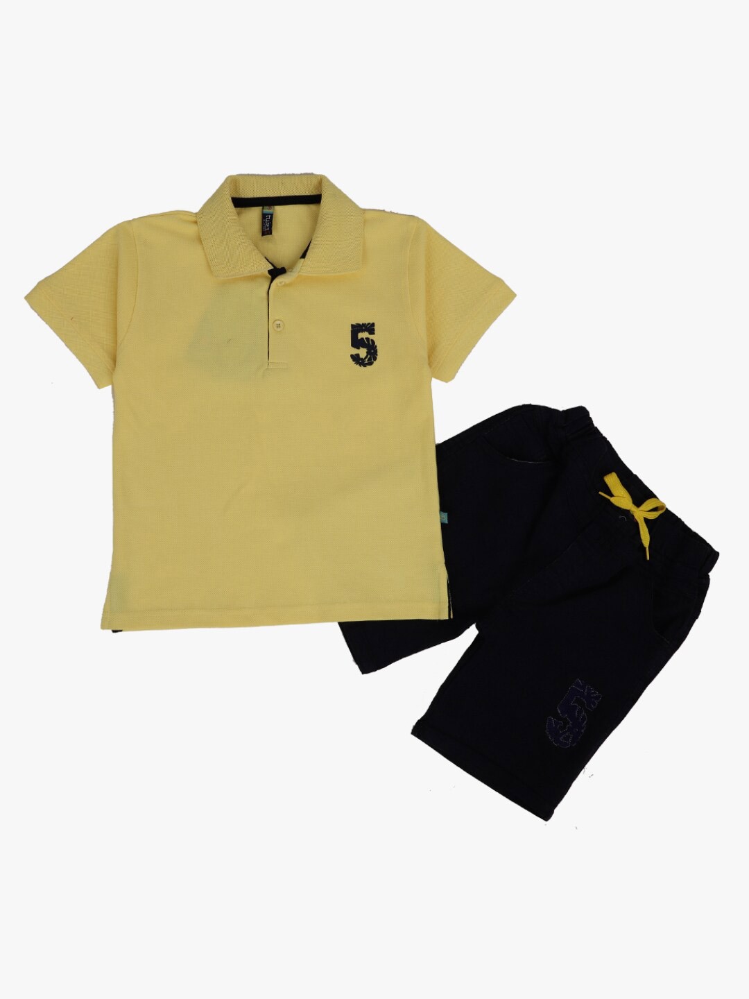

V-Mart Unisex Kids Yellow & Black T-shirt With Shorts Clothing Sets