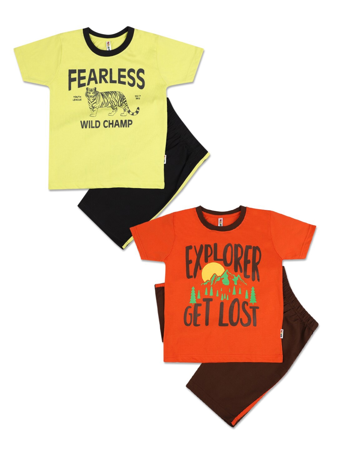 

V-Mart Kids Pack of 2 Printed T-shirts with Shorts, Orange