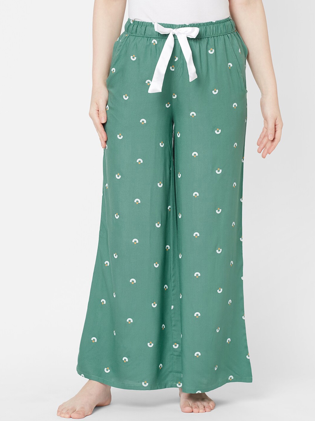 Sweet Dreams Women Green Printed Palazzo Lounge Pants
