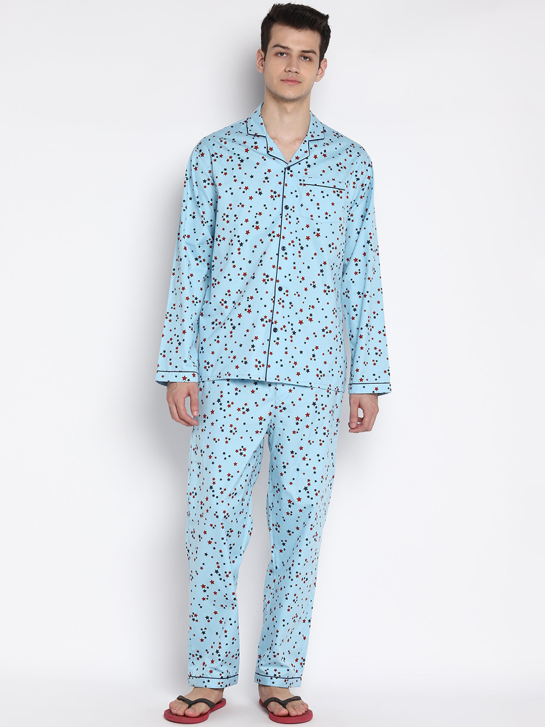 

shopbloom Men Blue Printed Night suit