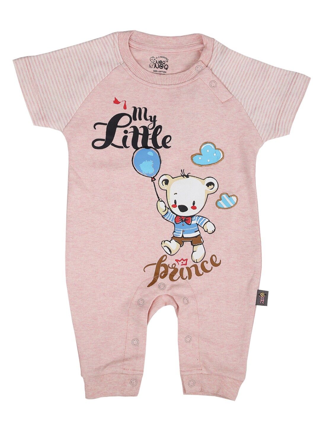 

V-Mart Infant Kids Pink Printed Cotton Single Jersey Rompers