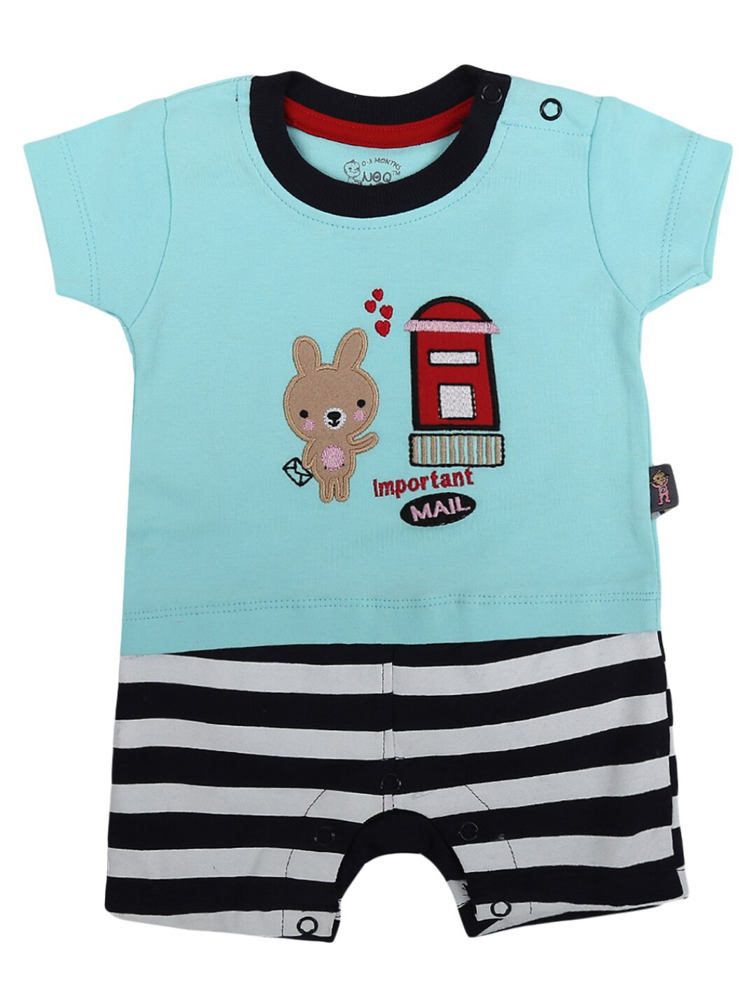 

V-Mart Infants Blue & Black Printed Pure Cotton T-shirt with Shorts