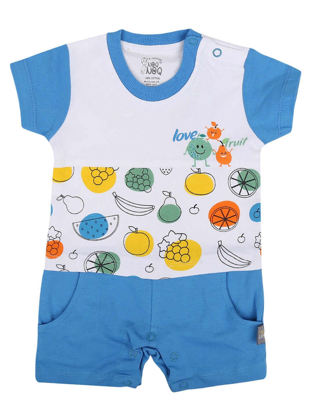 

V-Mart Kids Blue & White Printed Cotton Rompers