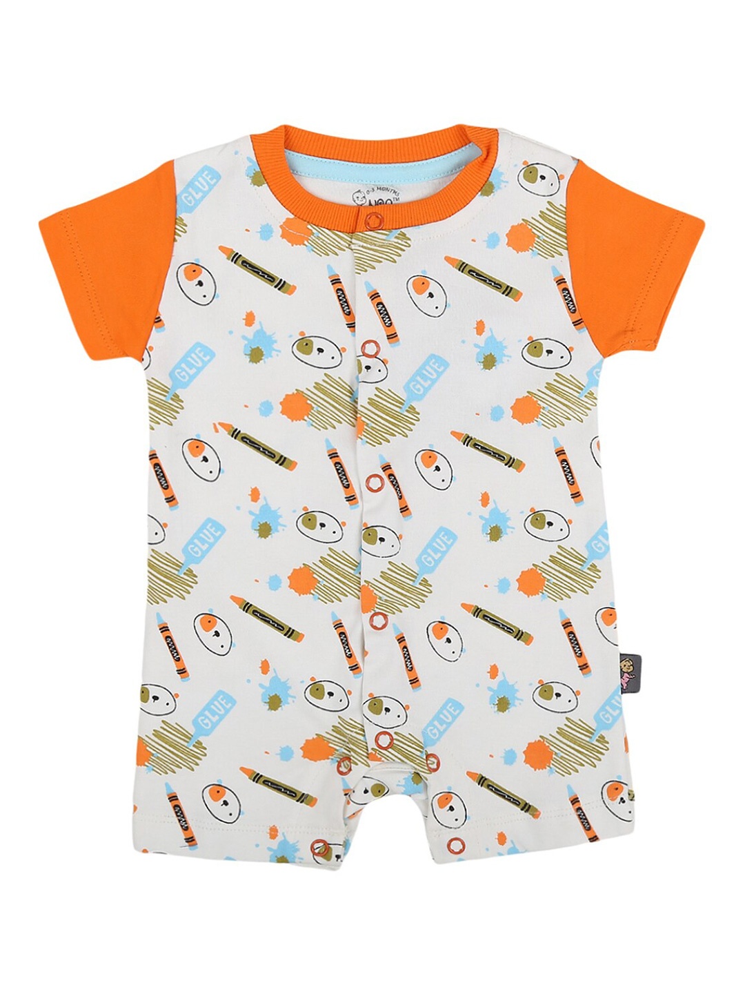 

V-Mart Unisex Kids White & Orange Printed Bodysuit