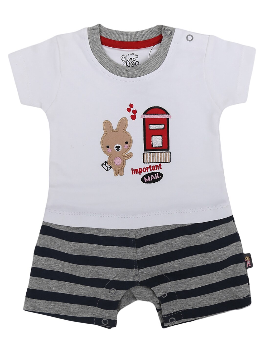 

V-Mart Kids Off White & Black Printed Cotton Rompers