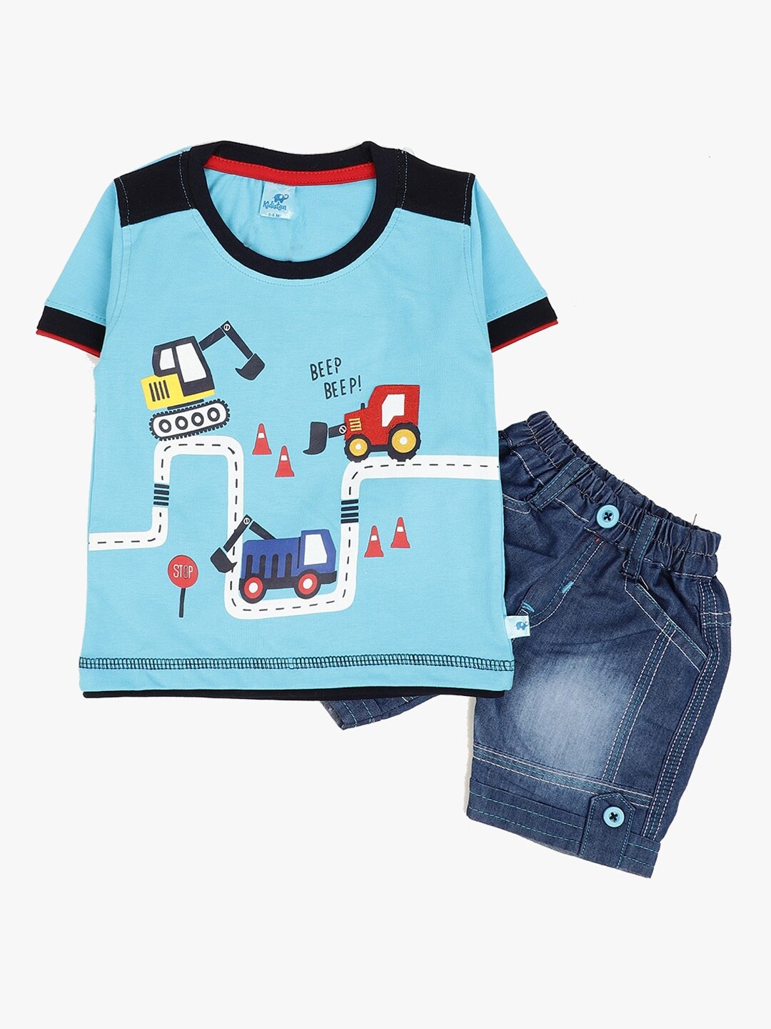 

V-Mart Unisex Kids Blue Printed T-shirt with Shorts