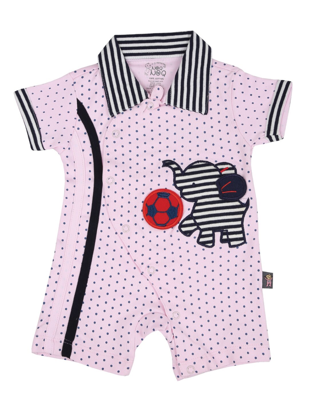 

V-Mart Kids Pink & Black Printed Cotton Rompers