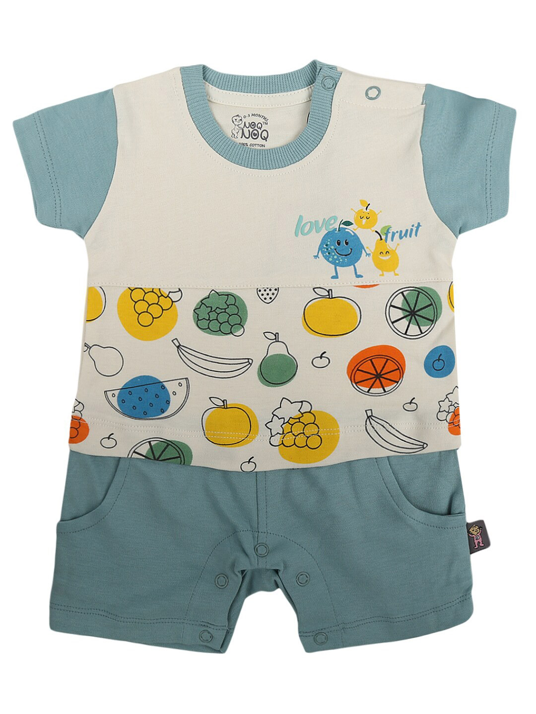 

V-Mart Kids Teal Blue & White Printed Cotton T-shirt with Shorts