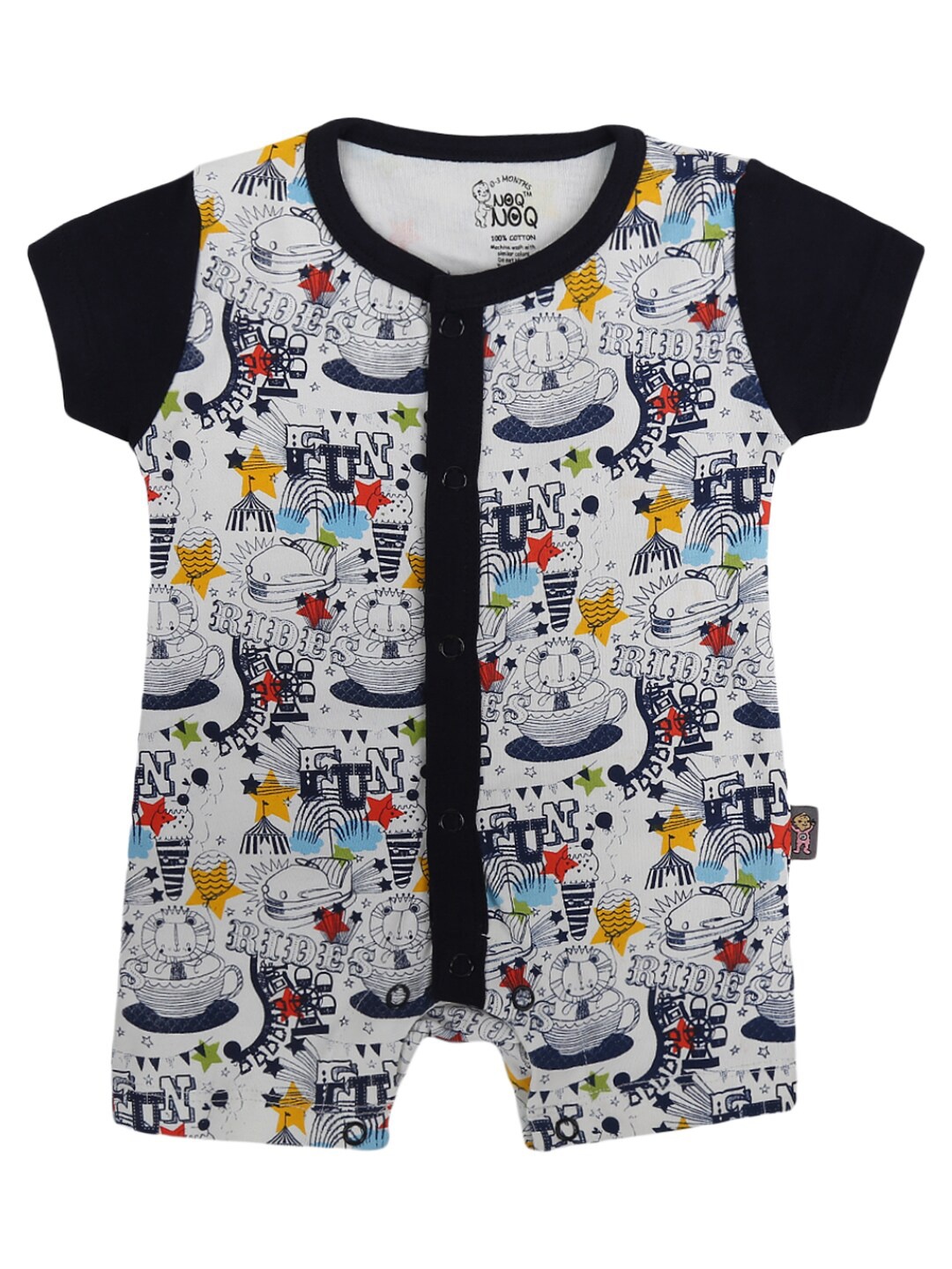 

V-Mart Infant Navy Blue & White Printed Cotton Rompers