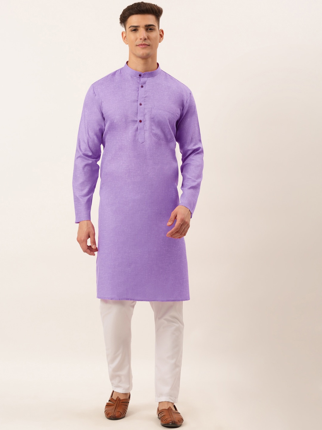 

Jompers Men Purple Pure Cotton Kurta with Pyjamas