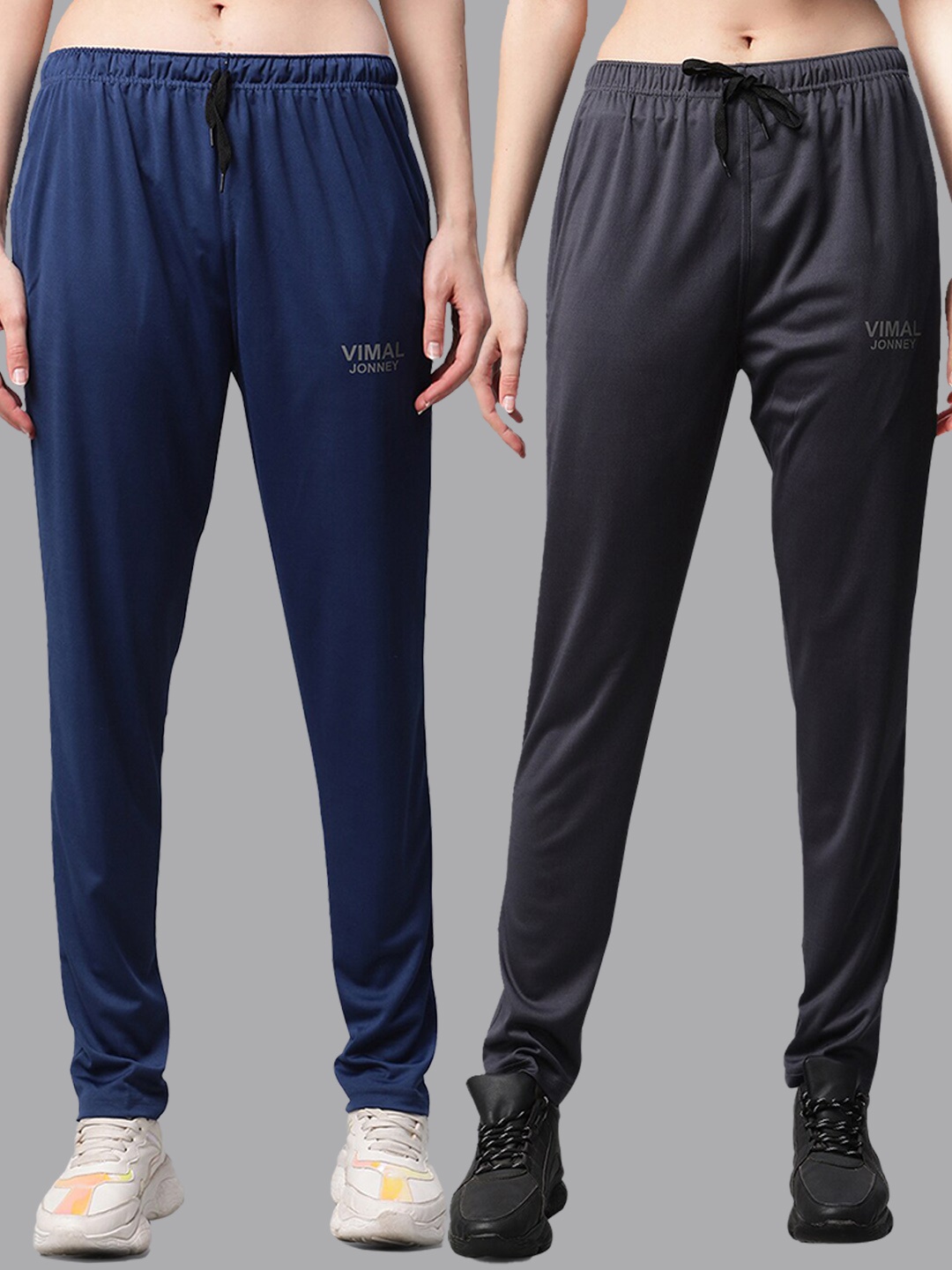 

MACK JONNEY JONNEY Women Pack Of 2 Solid Track Pants, Grey
