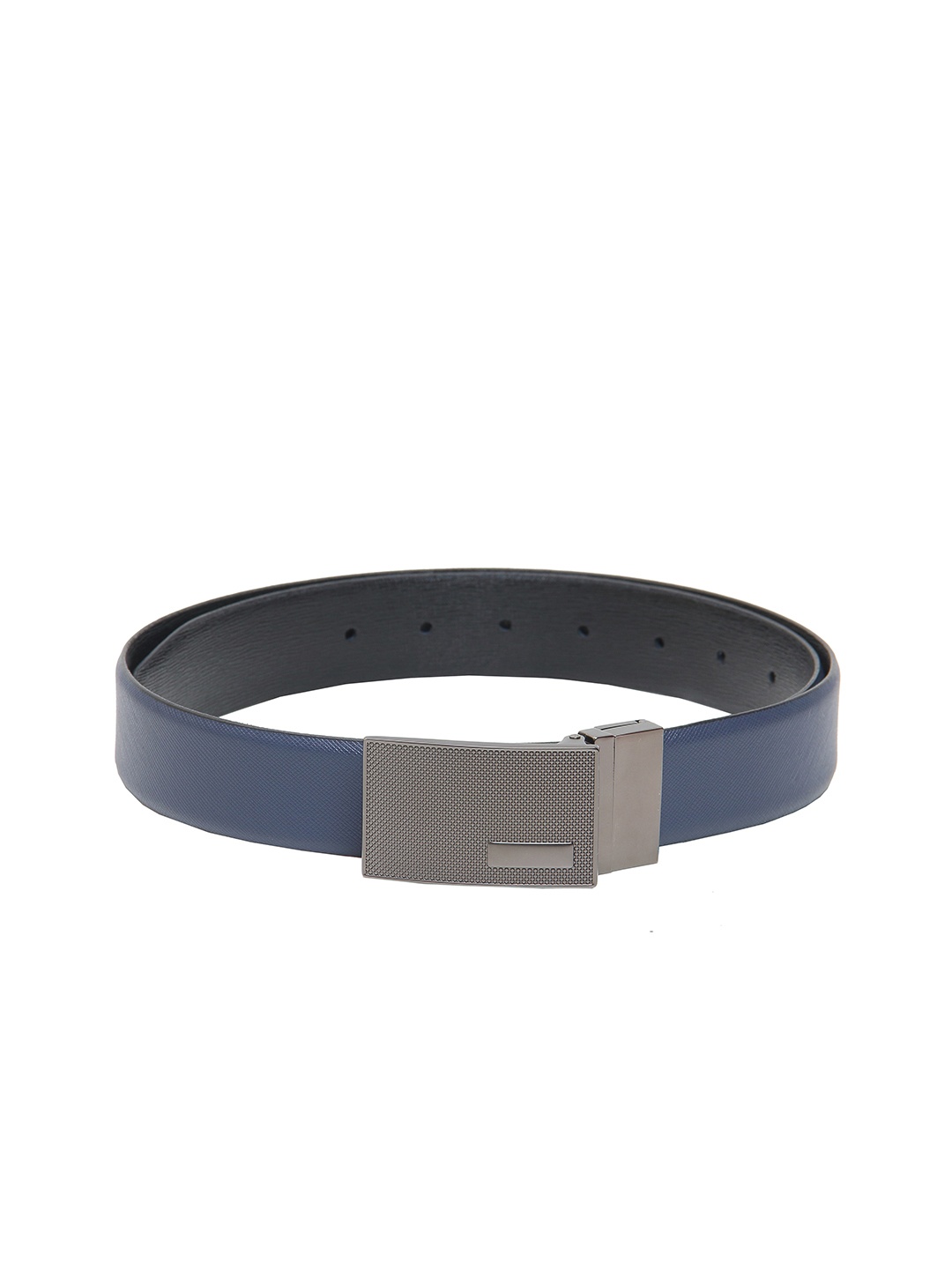 

Calvadoss Men Blue Textured Leather Formal Reversible Belt