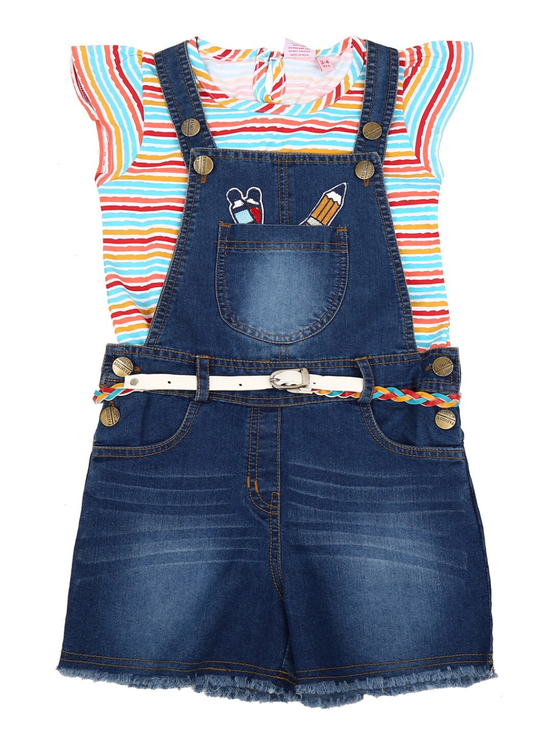 

V-Mart Unisex Kids Blue & Blue Striped T-shirt with Trousers