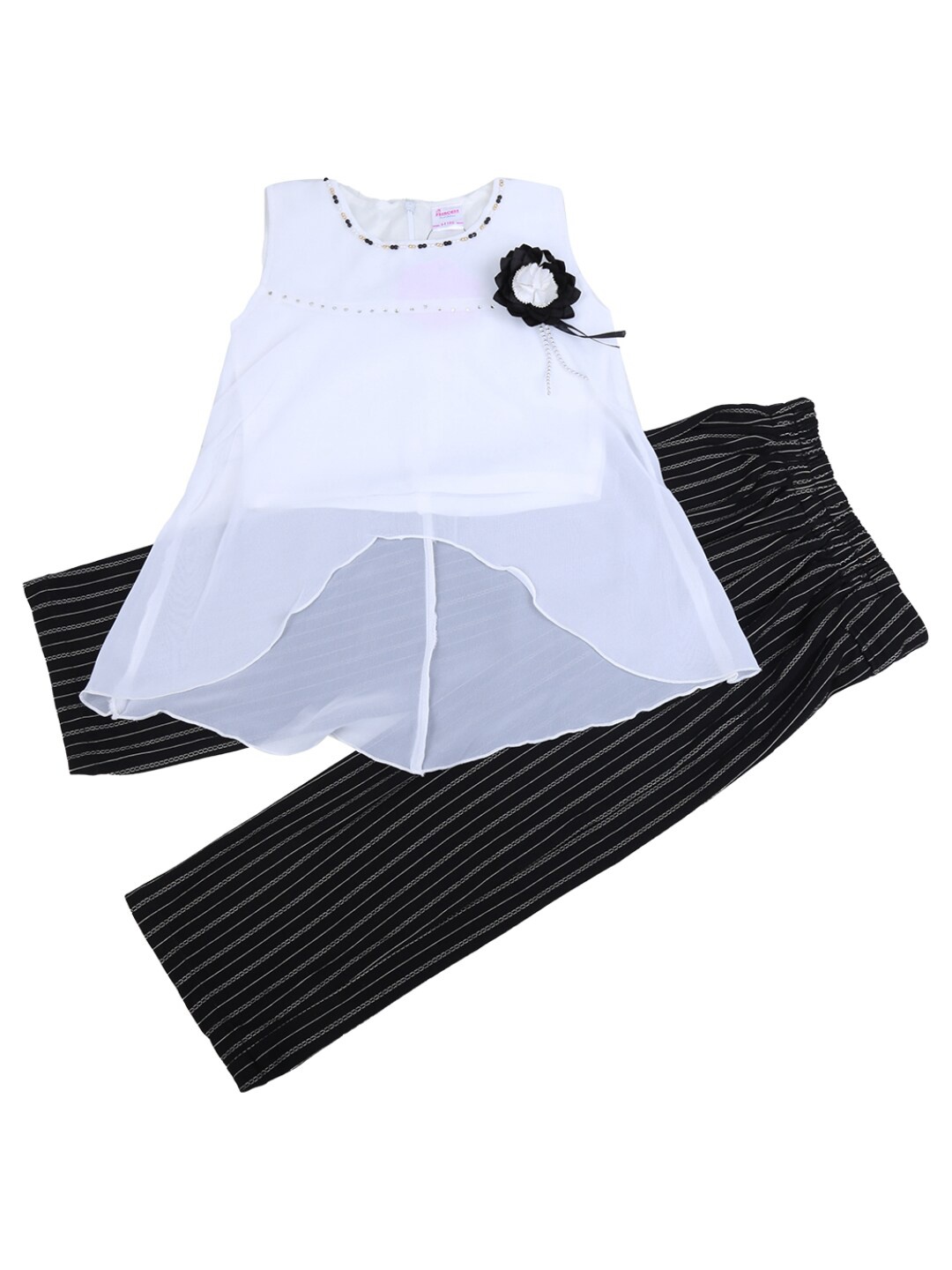 

V-Mart Girls White & Black Top with Trousers