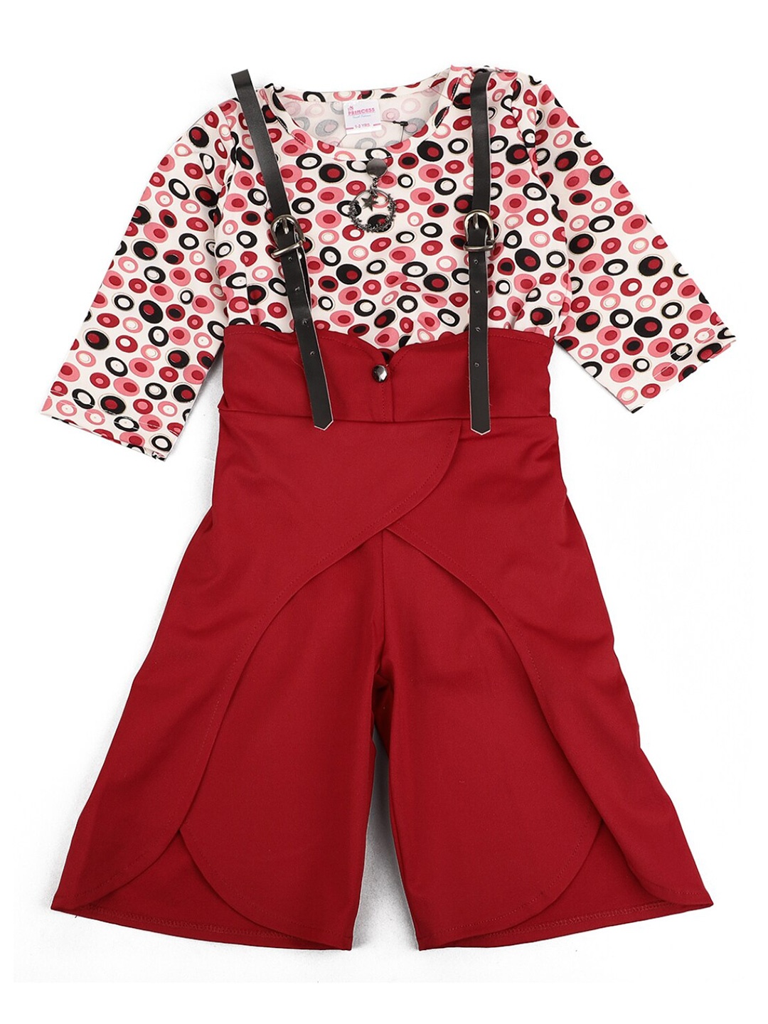 

V-Mart Girls White & Maroon Printed Top with Trousers