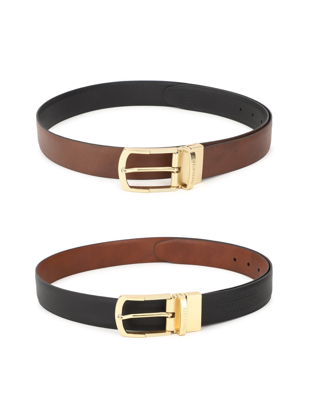 

Van Heusen Men Brown Textured Leather Formal Belt