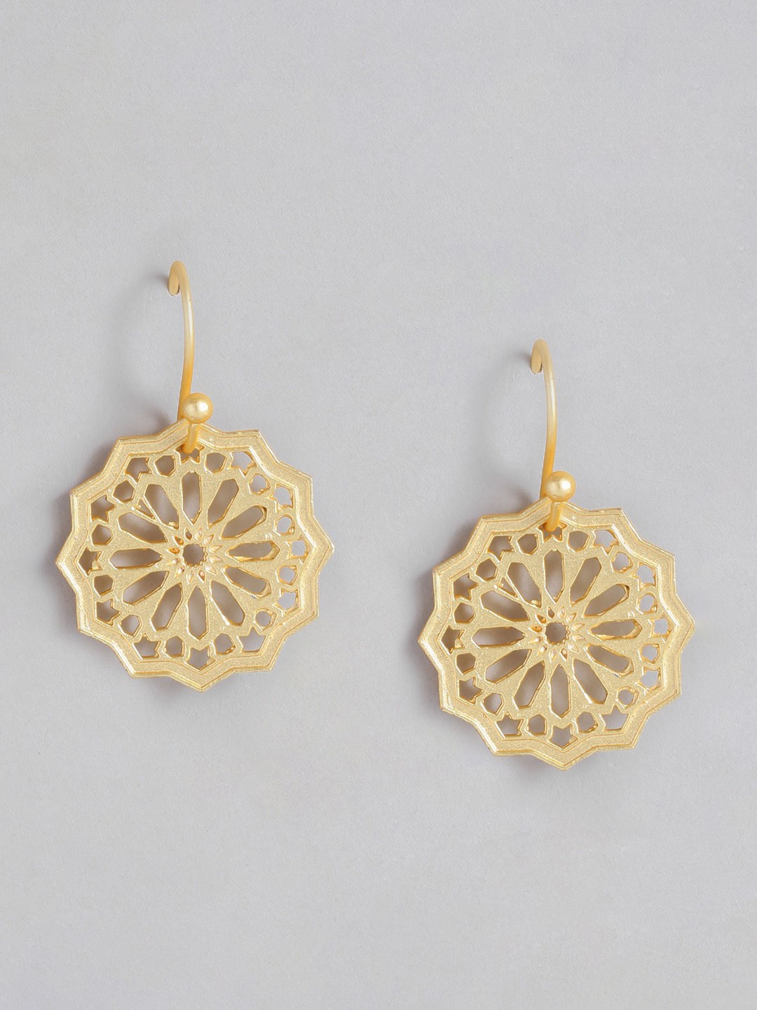 

MIDASKART Gold-Toned Contemporary Drop Earrings