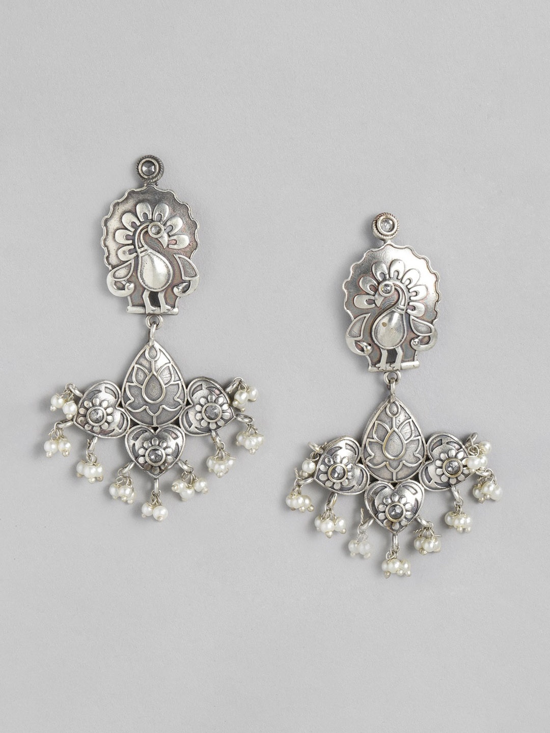 

MIDASKART Silver-Toned Contemporary Drop Earrings