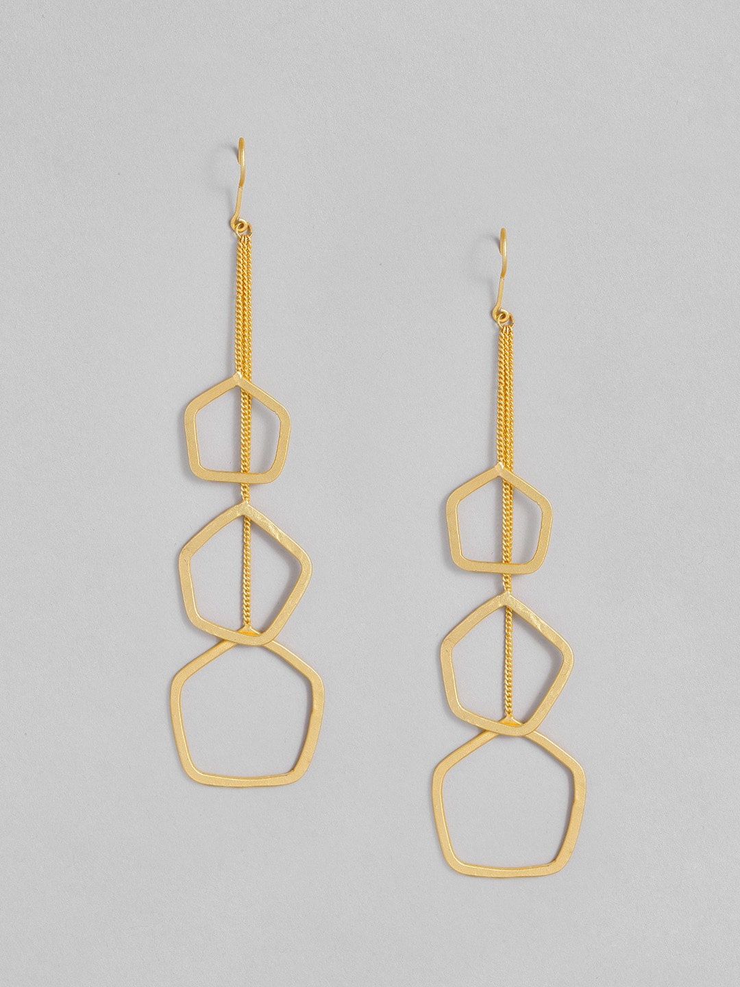 

MIDASKART Gold-Toned Contemporary Drop Earrings
