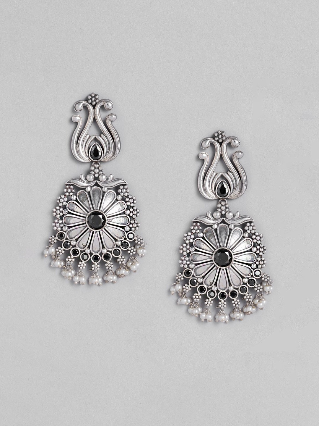 

MIDASKART Silver-Toned Contemporary Drop Earrings