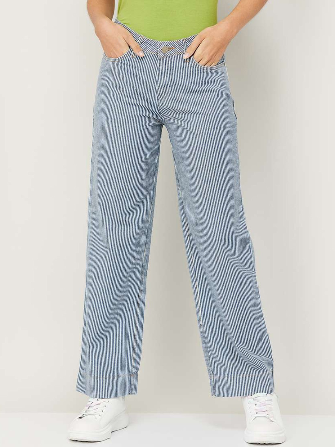 

Xpose Women Blue Comfort Wide Leg High-Rise Jeans