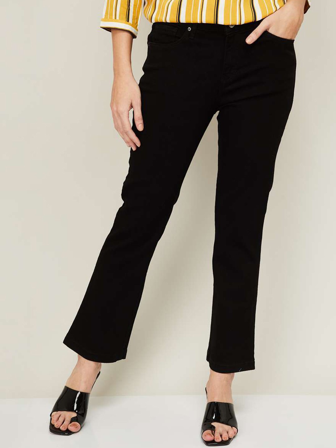 

Xpose Women Black Comfort Bootcut High-Rise Stretchable Jeans