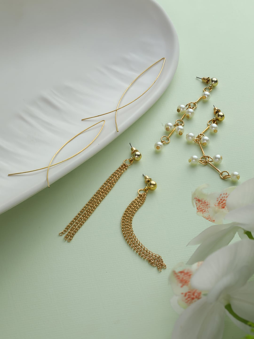 

Priyaasi Rose Gold Pack of 6 Contemporary Drop Earrings