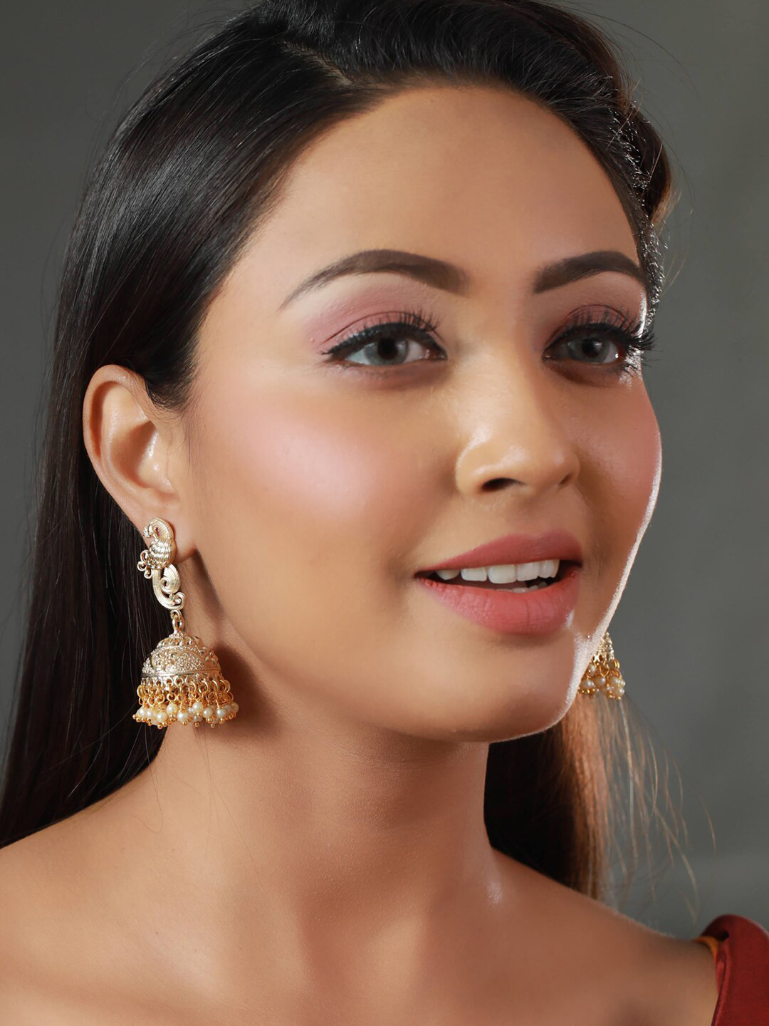 

Priyaasi Gold-Plated Contemporary Jhumkas Earrings