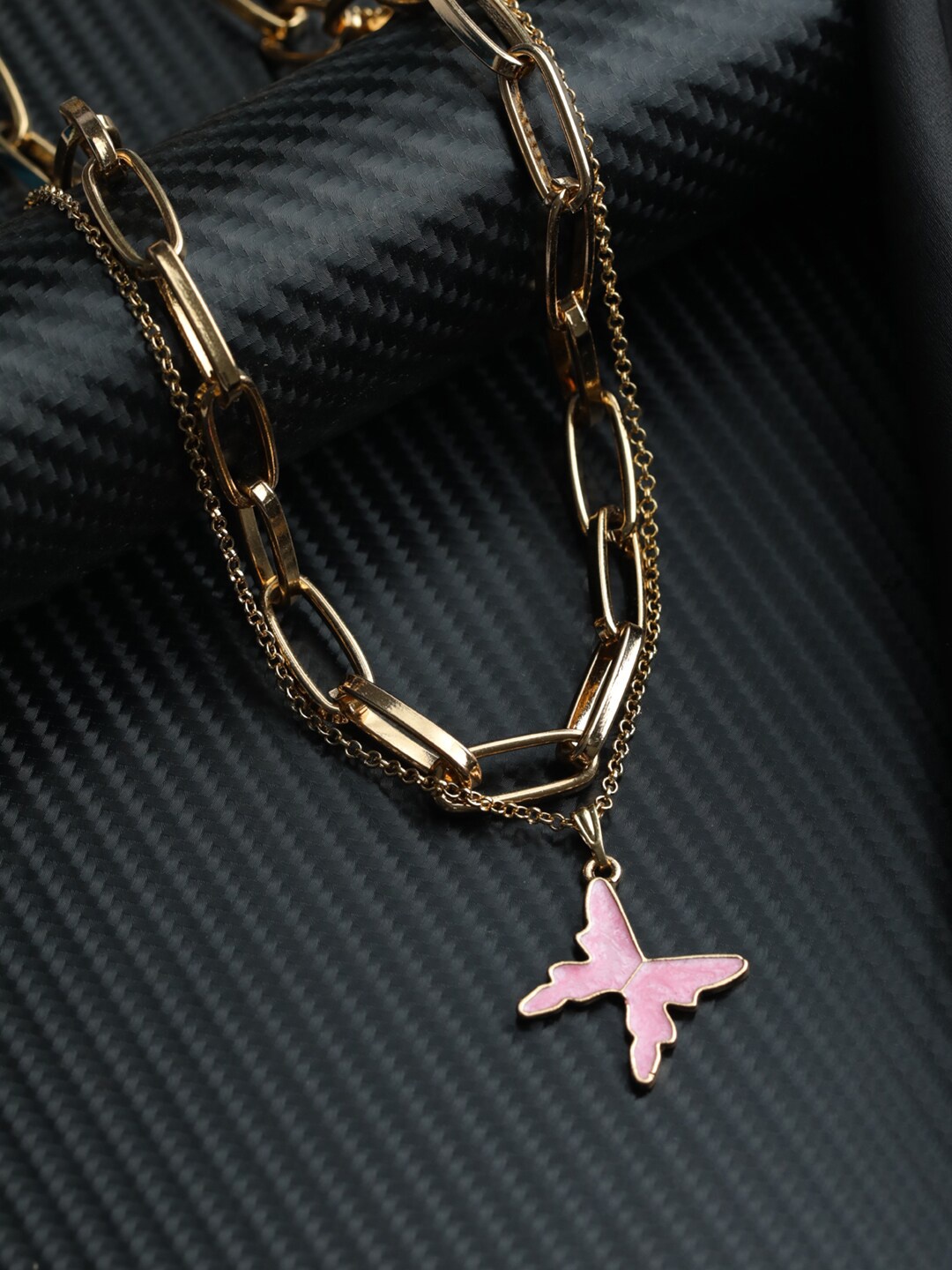 

Priyaasi Rose Gold Plated & Pink Brass Layered Chain