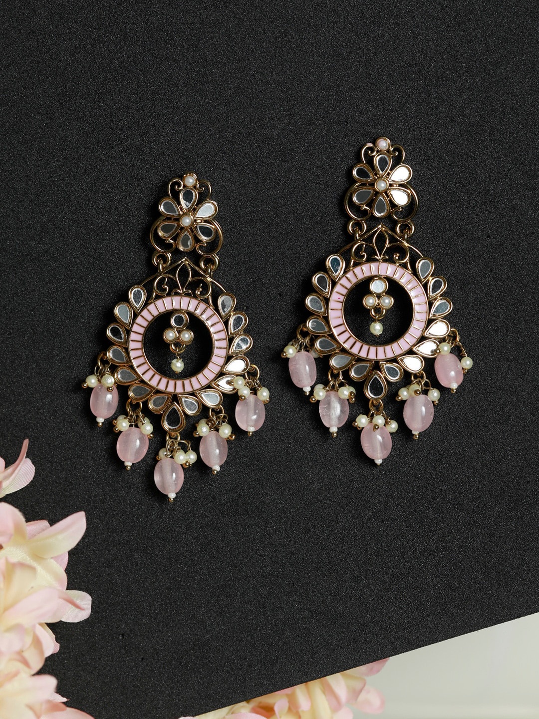 

Priyaasi Gold-Toned Contemporary Chandbalis Earrings