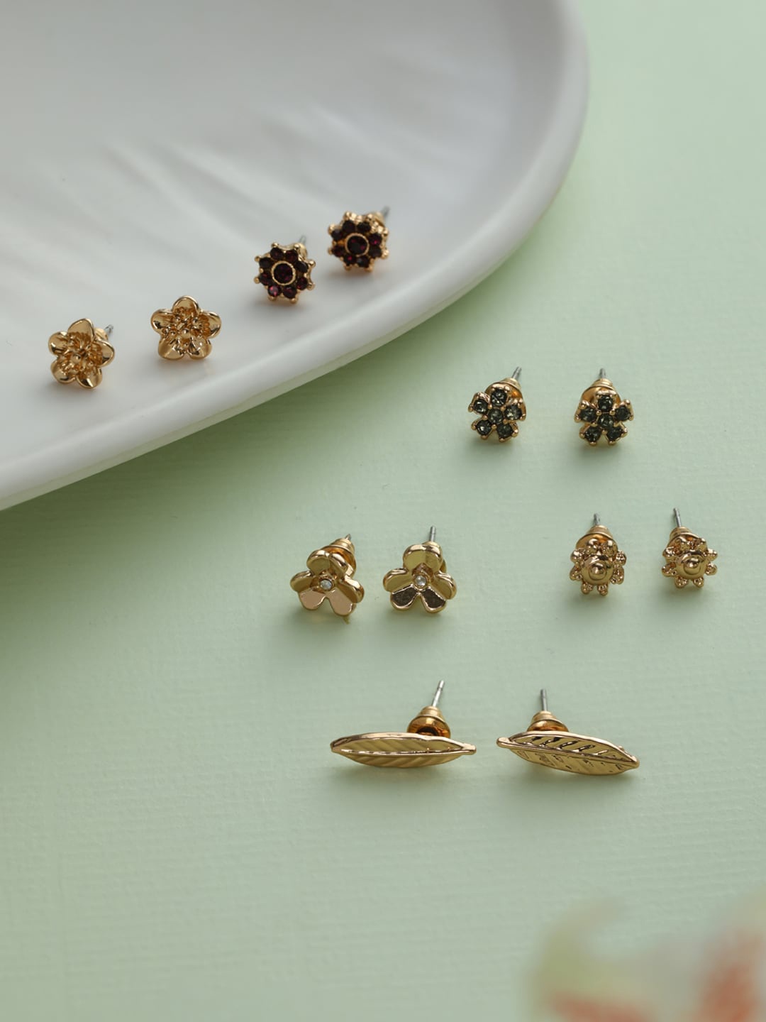 

Priyaasi Set of 12 Rose Gold Contemporary Studs Earrings